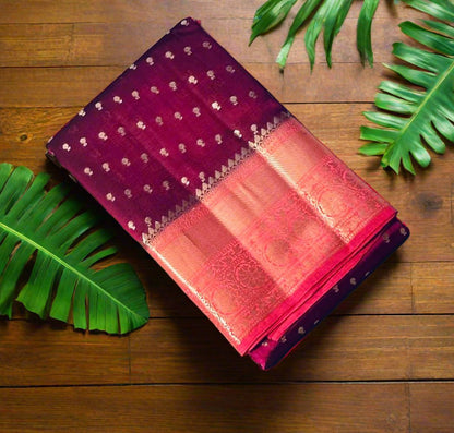 PURPLE ND ONION PINK  BANARAS  FANCY SAREE