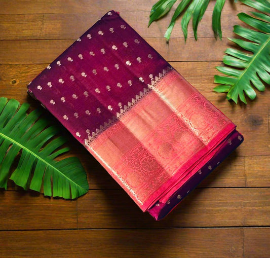PURPLE ND ONION PINK  BANARAS  FANCY SAREE