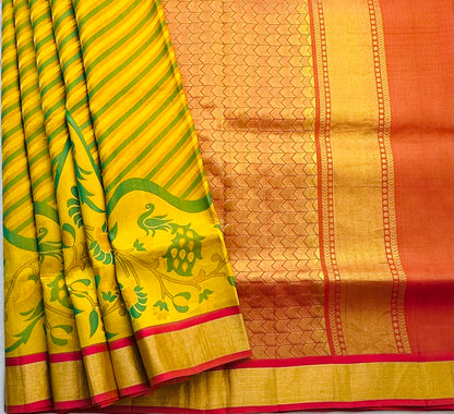 YELLOW  PURE VENKATAGIRI SILK SAREE