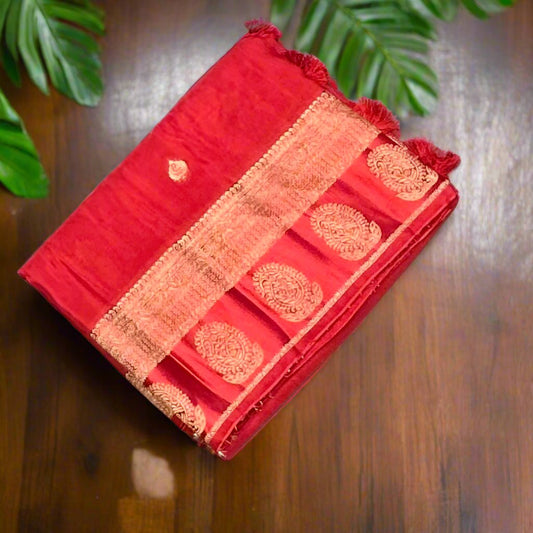 RED BANARAS CRAPE