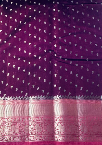 PURPLE ND ONION PINK  BANARAS  FANCY SAREE