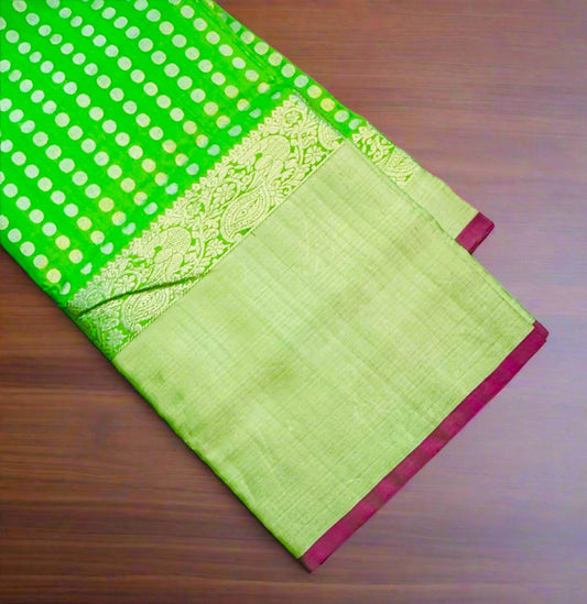 PARROT GREEN ND PINK VENKATAGIRI SILK SAREE