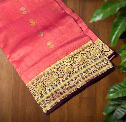 PINK BANARAS PURE RAW MANGO SAREE