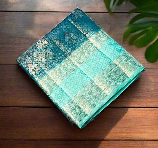 BOTTLE GREEN BANARAS PURE DESIGNER SAREE