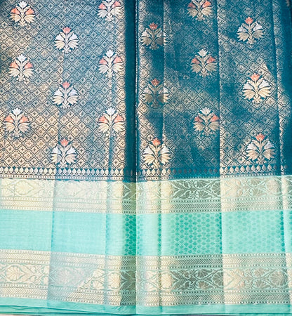 BOTTLE GREEN BANARAS PURE DESIGNER SAREE