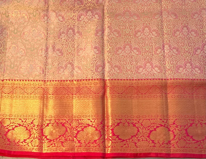 LIGHT PINK GOLD KANJIVARAM PURE SILK  PREMIUM