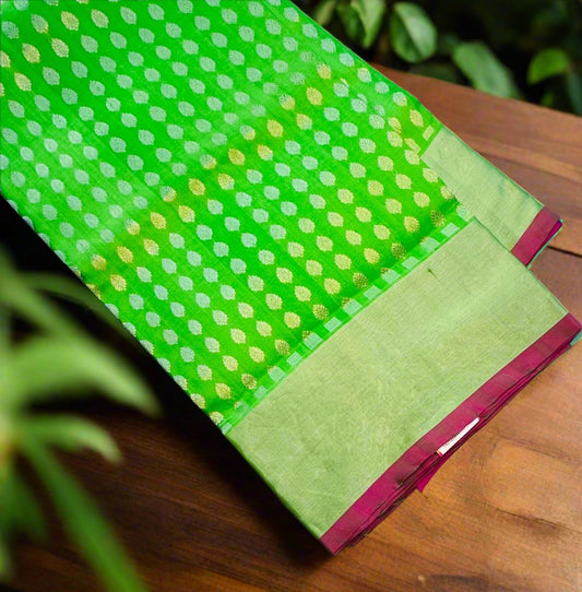 GREE ND PINK PURE VENKATAGIRI SILK SAREE