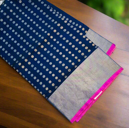 NAVY BLUE  PURE VENKATAGIRI SILK SAREE