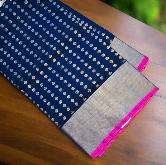 NAVY BLUE  PURE VENKATAGIRI SILK SAREE