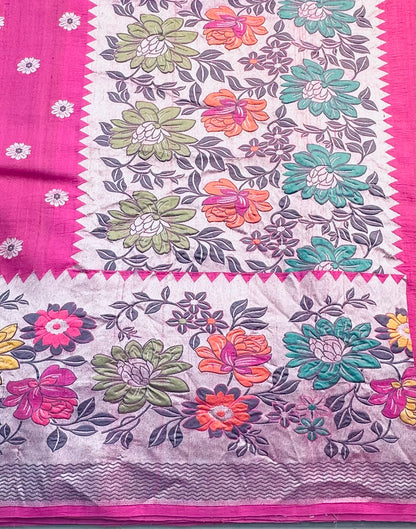 BABY PINK PURE TUSSER GORGETTE SAREES