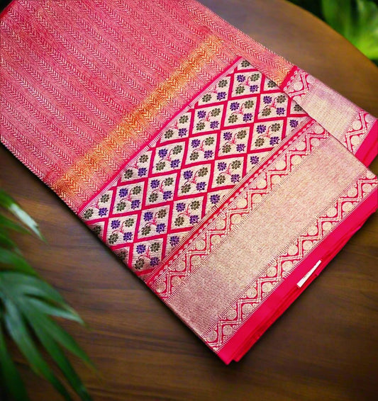 RED ND PINK PURE VENKATAGIRI SILK SAREE