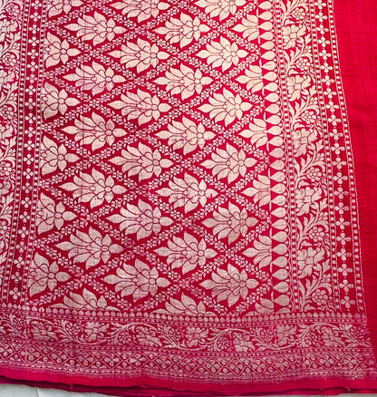 BABYPINK PURE TUSSER GORGETTE SAREE