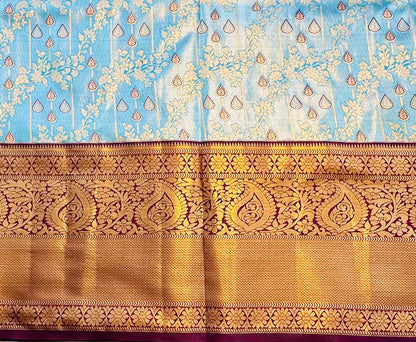 SKY BLUE TISSUE KANJIVARAM SILK SAREE