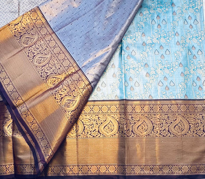 SKY BLUE TISSUE KANJIVARAM SILK SAREE