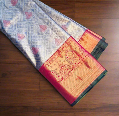 LAVENDER PINK TISSUE KANJIVARAM SILK SAREE