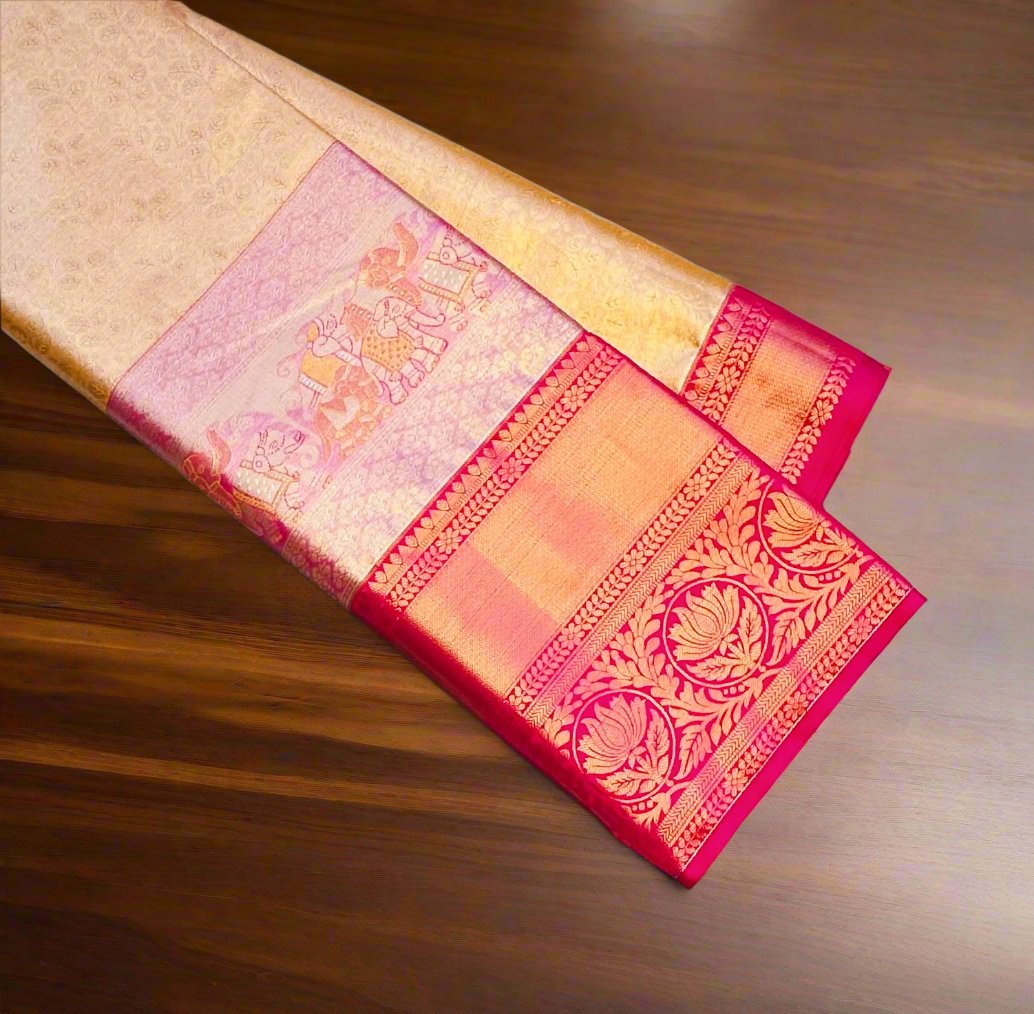 ORANGE TISSUE KANJIVARAM SILK SAREE