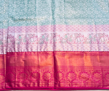 SEA GREEN TISSUE KANJIVARAM SILK SAREE