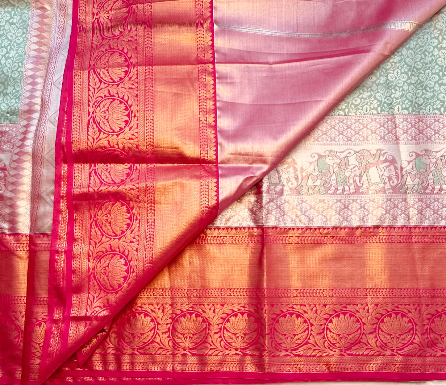 SEA GREEN TISSUE KANJIVARAM SILK SAREE