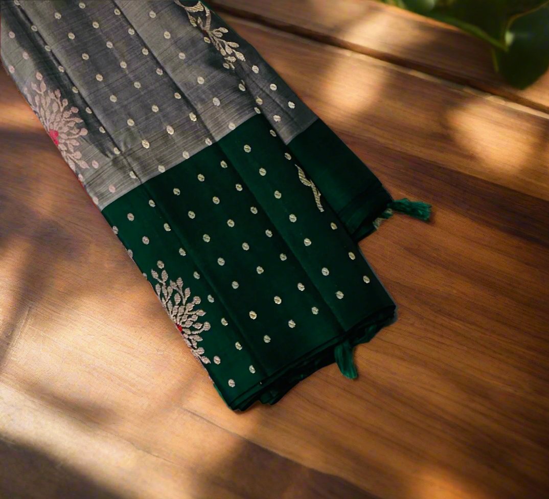 GREY KANJIVARAM  LIGHT WEIGHT