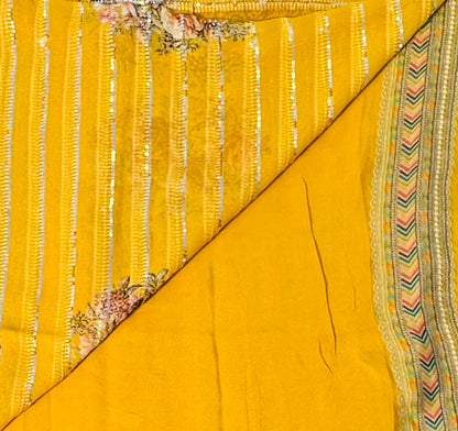 METHI YELLOW BANARAS DESIGNER PURE GORGETTES