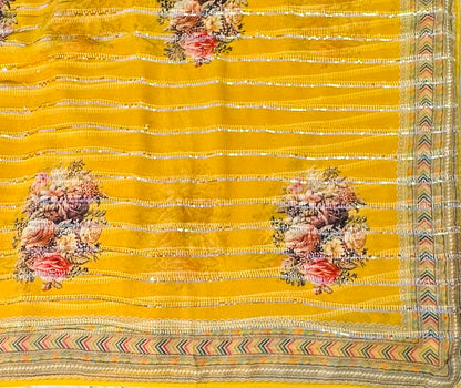 METHI YELLOW BANARAS DESIGNER PURE GORGETTES