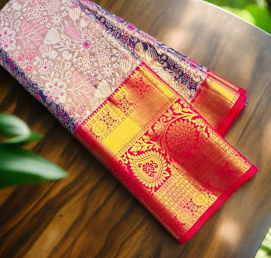 PURPLE TISSUE KANJIVARA SILK SAREE