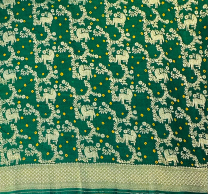 GREEN BANARAS DESIGNER PURE GORGETTES