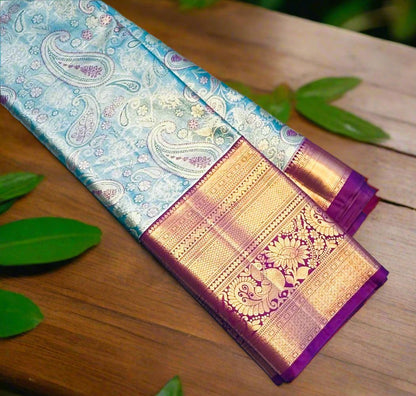 RAMA  GREEN TISSUE KANJIVARAM SILK SAREE