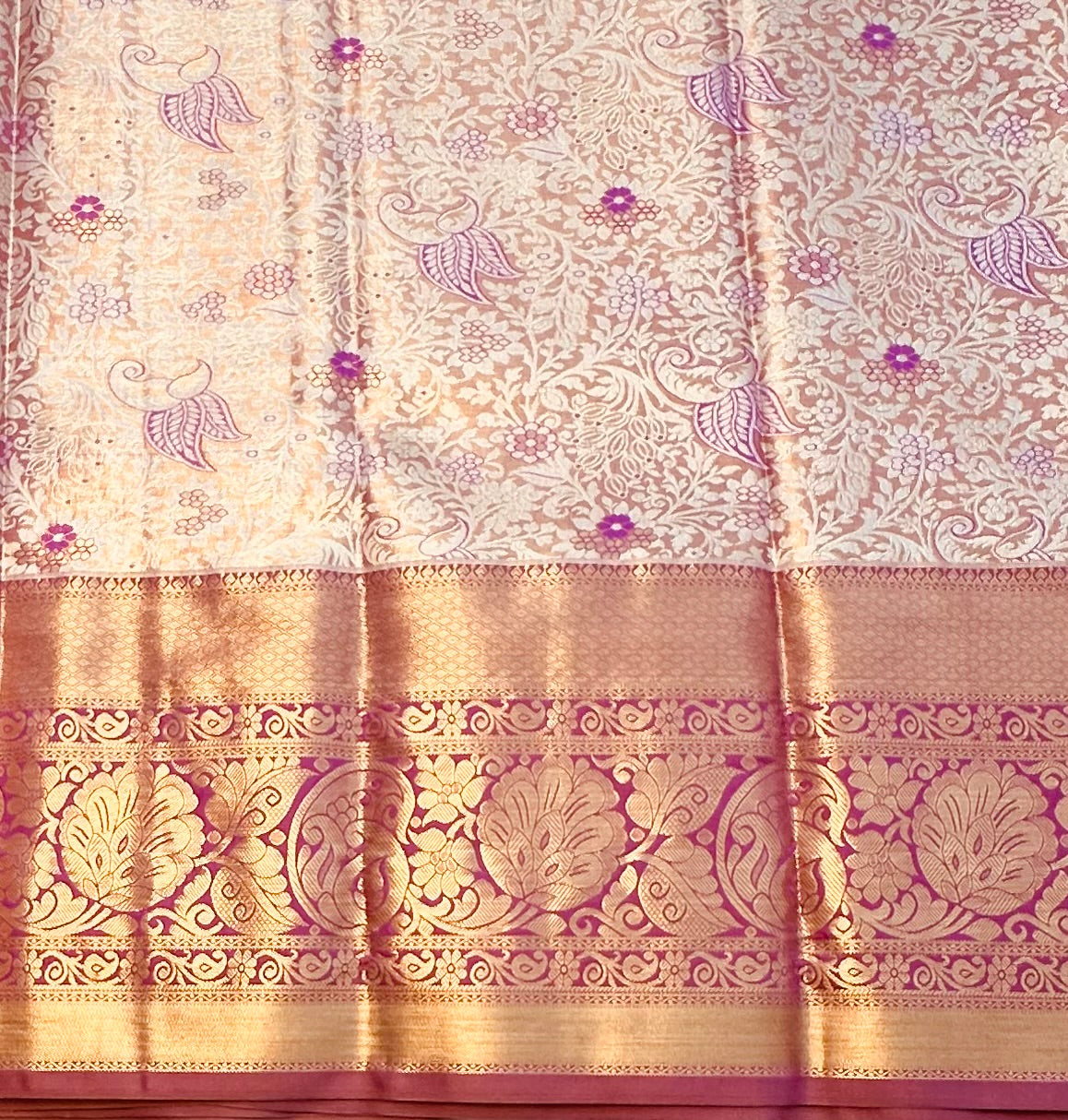 PINK TISSUE KANJIVARAM SILK SAREE