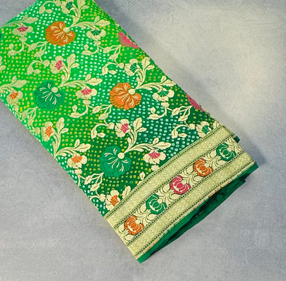 GREEN  BANARAS DESIGNER PURE GORGETTES