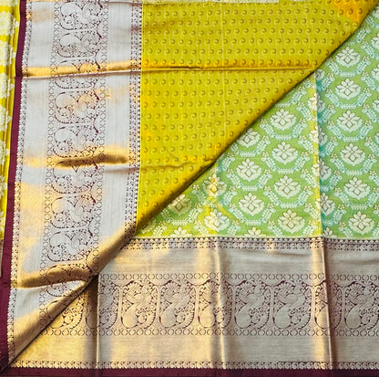 PARROTGREEN  TISSUE KANJIVARAM SILK SAREE
