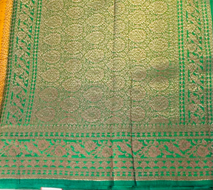 METHI YELLOW PURE CHINIYA SILK SAREE
