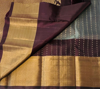 GREY KANJIVARAM LIGHT WEIGHT  SAREE