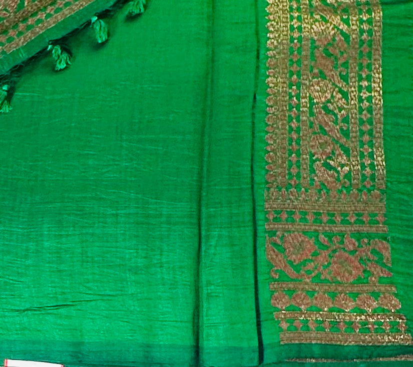 METHI YELLOW PURE CHINIYA SILK SAREE