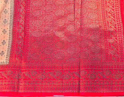 CREAM PURE CHINIYA SILK SAREE