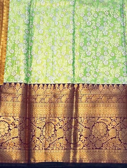 PARROT GREEN TISSUE KANJIVARAM SILK SAREE