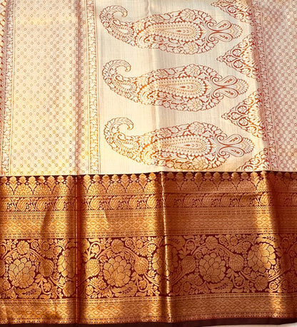 PARROT GREEN TISSUE KANJIVARAM SILK SAREE