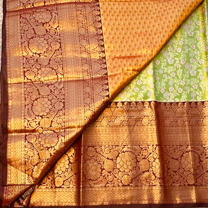 PARROT GREEN TISSUE KANJIVARAM SILK SAREE