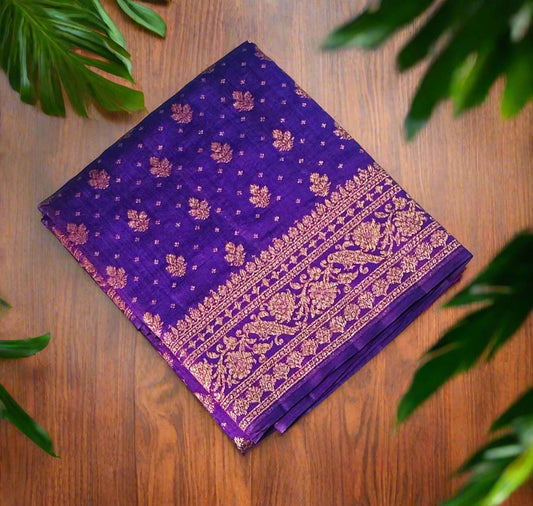 PURPLE PURE CHINIYA SILK SAREE