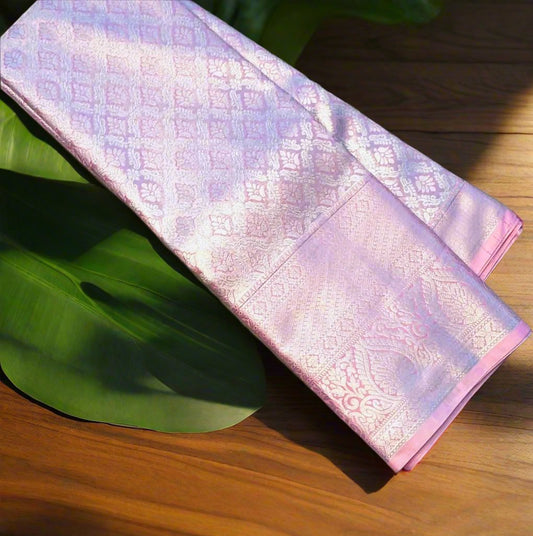 BABY PINK TISSUE KANJIVARAM SILK SAREE