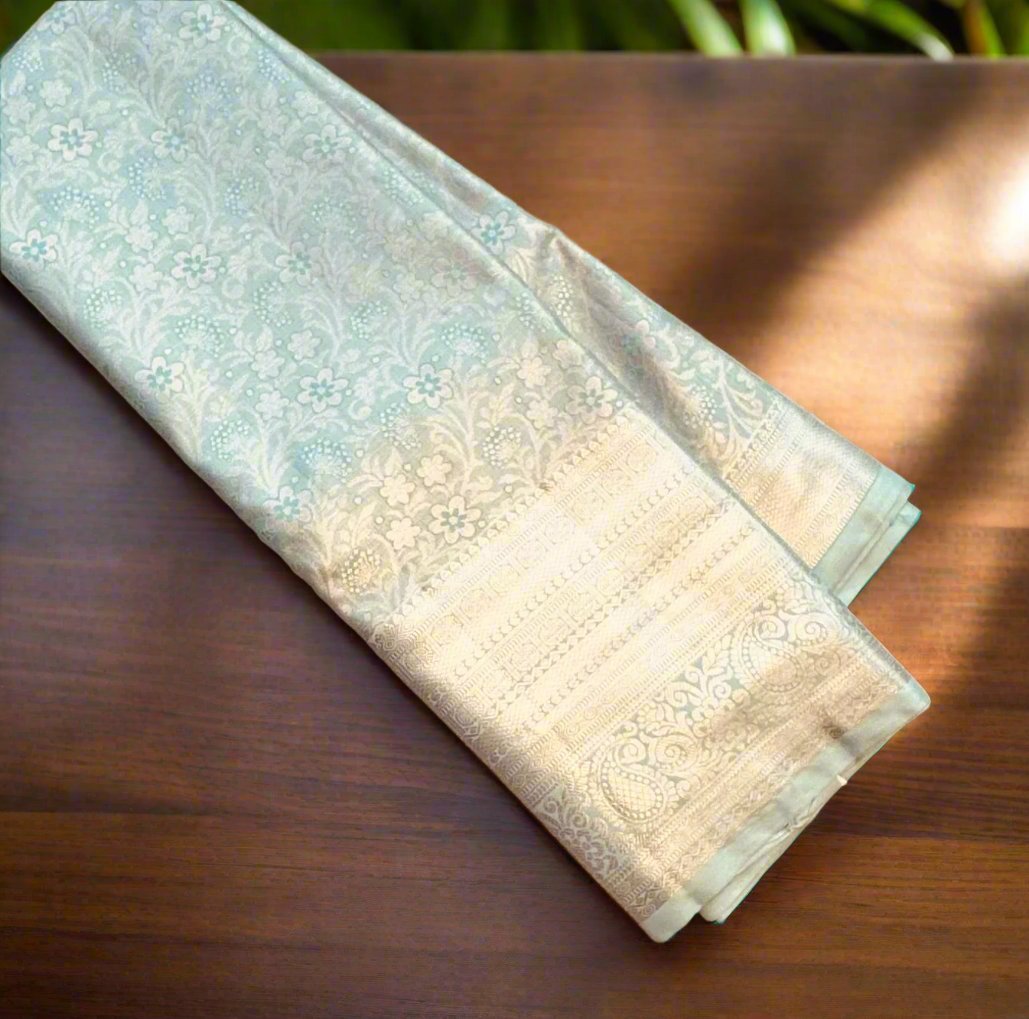 SKYBLUE TISSUE KANJIVARAM SILK SAREE
