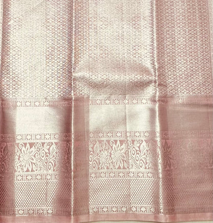 PEACH TISSUE KANJIVARAM SILK SAREE