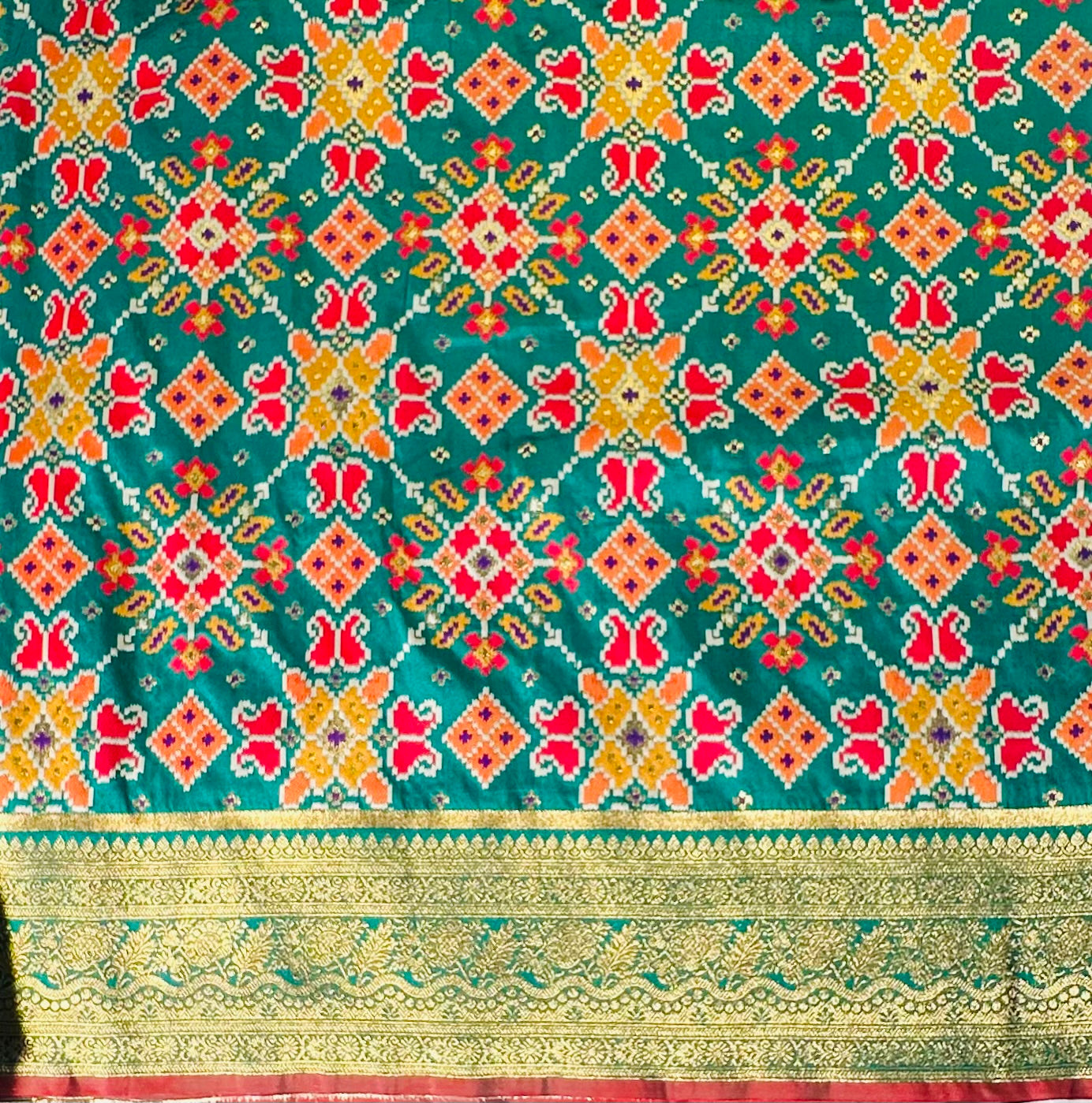 GREEN PURE BANARAS PATOLA DESIGNER SAREE