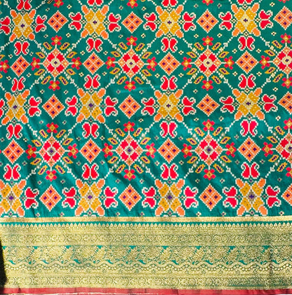 GREEN PURE BANARAS PATOLA DESIGNER SAREE