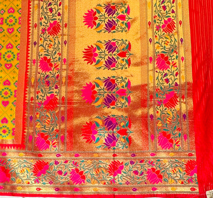 METHI YELLOW BANARAS PURE PATOLA DESIGNER SAREE