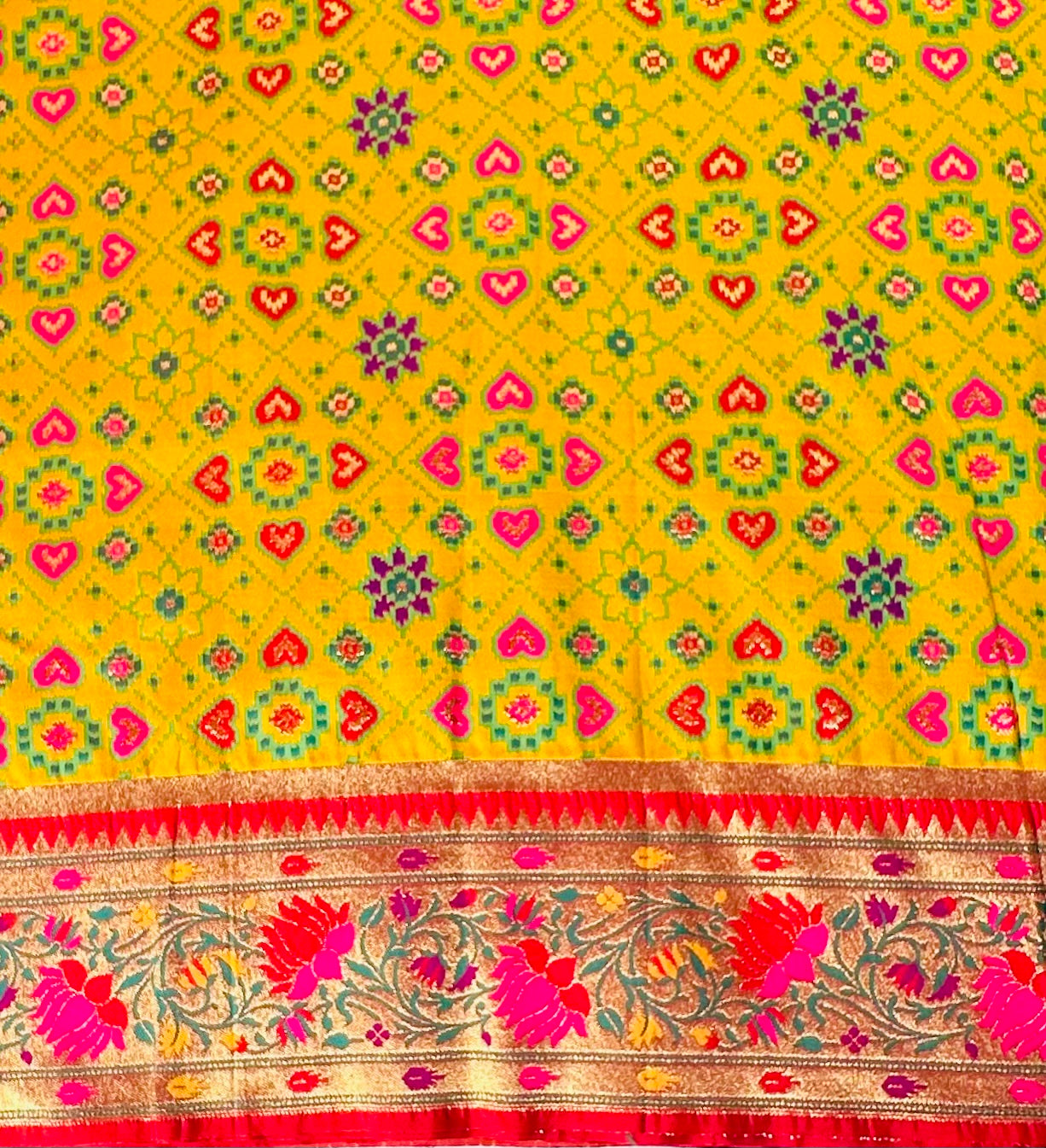 METHI YELLOW BANARAS PURE PATOLA DESIGNER SAREE