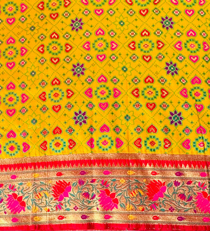 METHI YELLOW BANARAS PURE PATOLA DESIGNER SAREE
