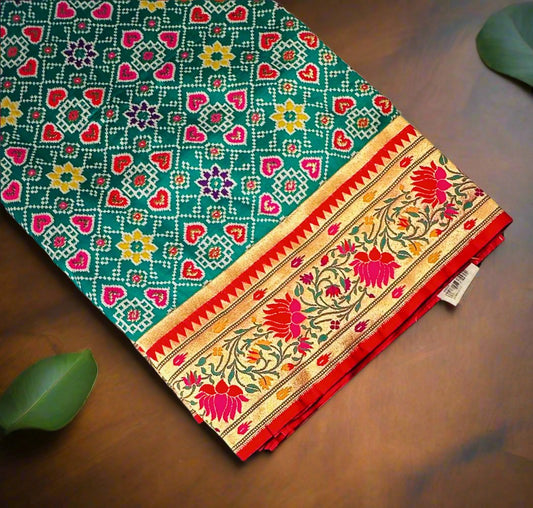 GREEN BANARAS PURE PATOLA DESIGNER SAREE