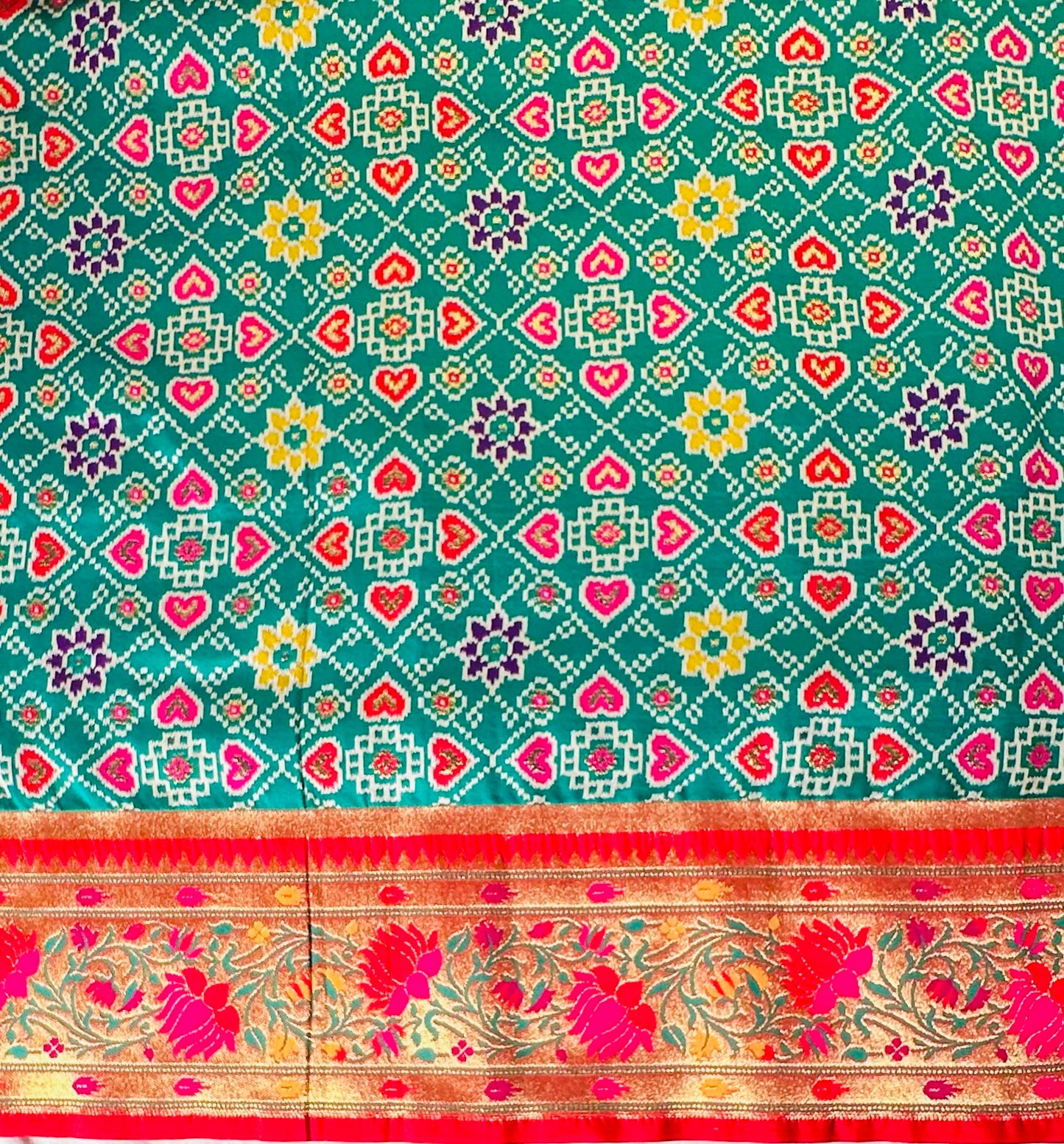 GREEN BANARAS PURE PATOLA DESIGNER SAREE