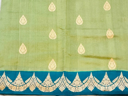 GREEN ND RAMA BLUE BANARAS PURE RAW MANGO